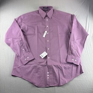 Croft Barrow Broadcloth Dress Shirt Mens 16 34/35 Wrinkle Resistant Preppy NEW